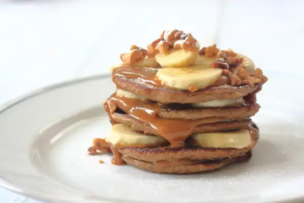 Peanut Caramel oat banana pancakes